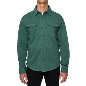 Lazer Mens Relaxed Fit Burnout Fleece Shirt Jacket Deep Emerald Size S NWT